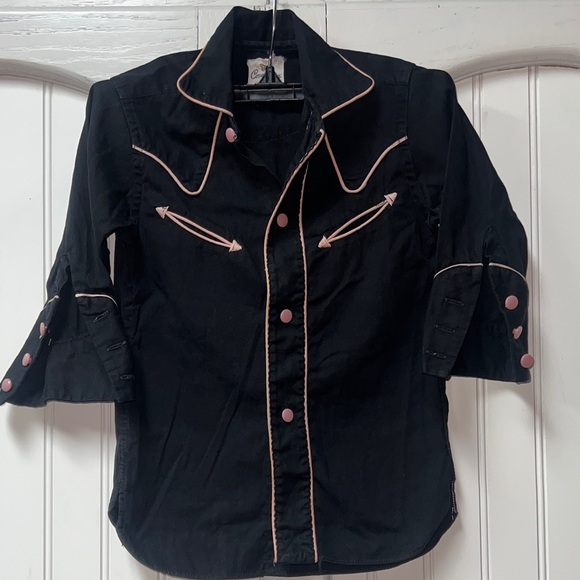 Conestoga Other - 60s Toddler Western Shirt Vintage Pink Piping & Buttons